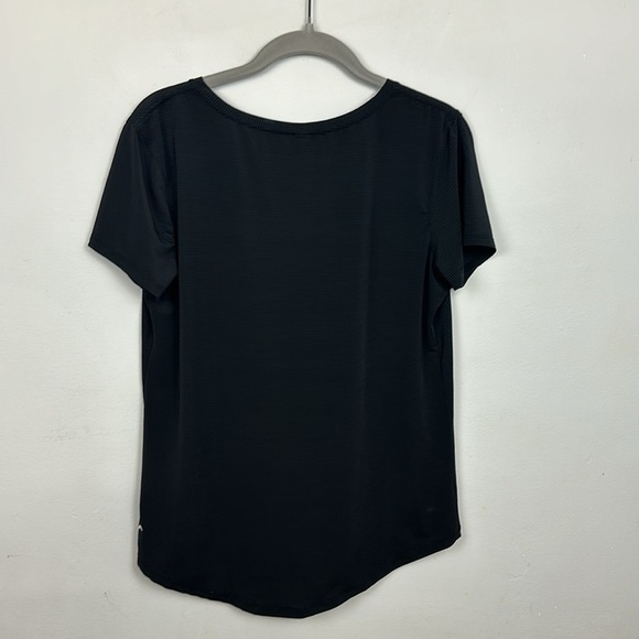 Zyia Active Black V-Neck Mini Stripes Tee Shirt Sz M - Picture 4 of 6